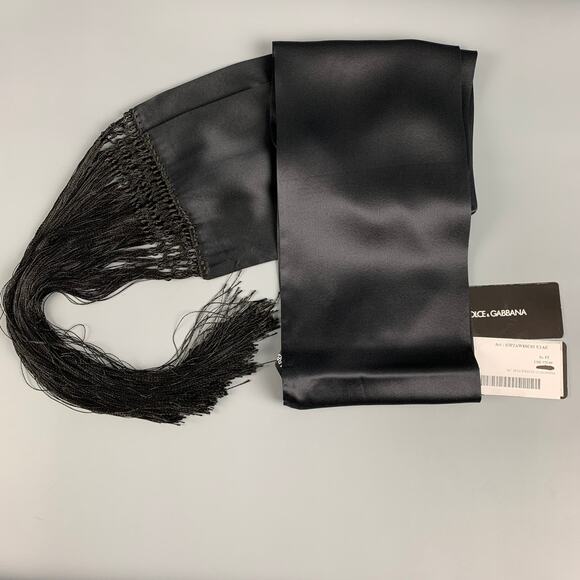 DOLCE & GABBANA Black Silk Satin Scarves - Picture 1 of 9